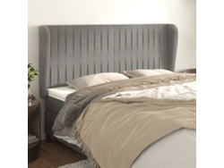 Cabecero Con Orejas De Terciopelo Gris Claro 183x23x118/128 Cm