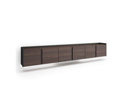 Mueble para TV, 309x35x50cm, para televisores de hasta 80'', montaje en pared, LED, roble oscuro y negro.