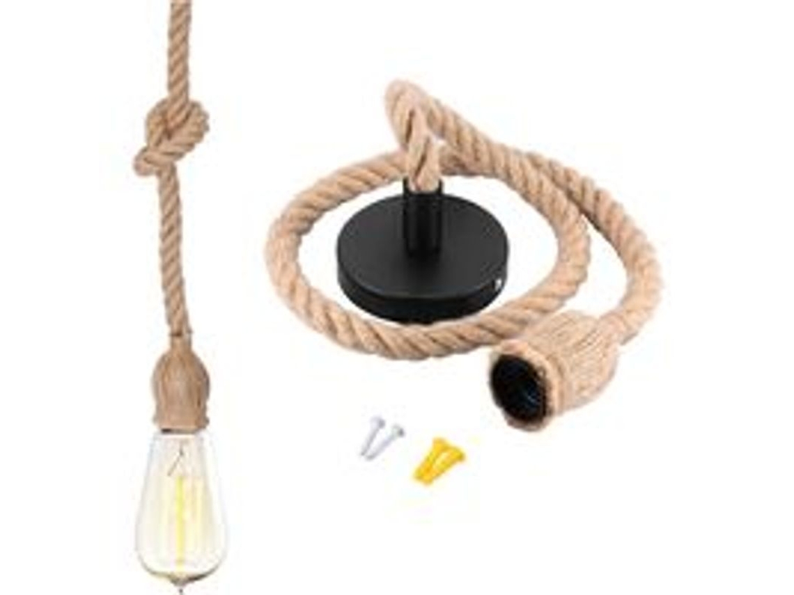 Lámpara De Araña De Cuerda E27, Lámpara Colgante De Cuerda (100 Cm), Para Comedor, Restaurante, Bar, Cafetería, Bombilla No Incluida.