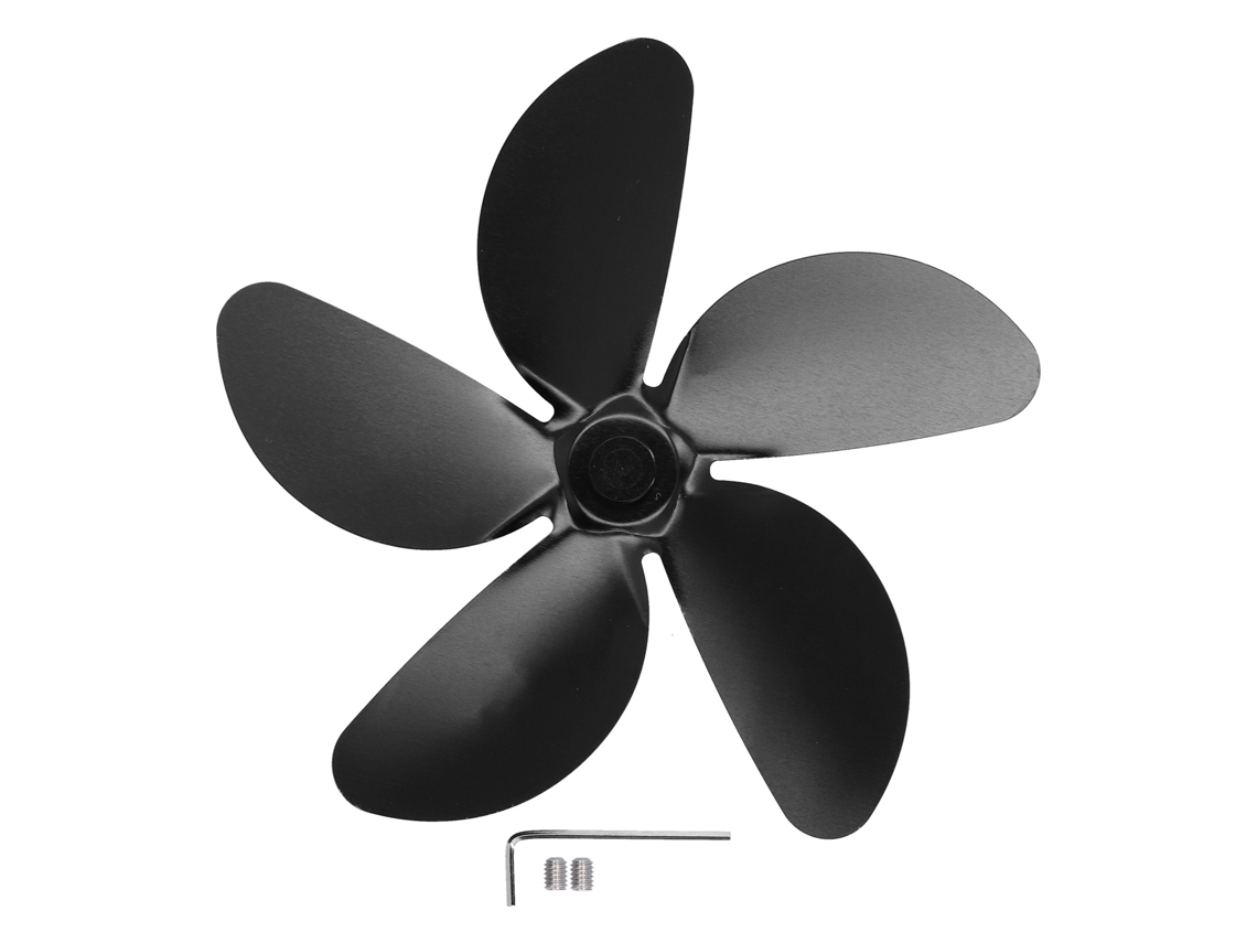 Aspa Universal Para Ventilador De Chimenea, 5 Páginas, Acero Y Aluminio, Para Estufas De Leña, Pellets Y Gas, Color Negro.
