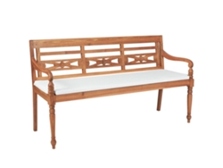 vidaXL Banco Batavia con cojines 150 cm madera teca