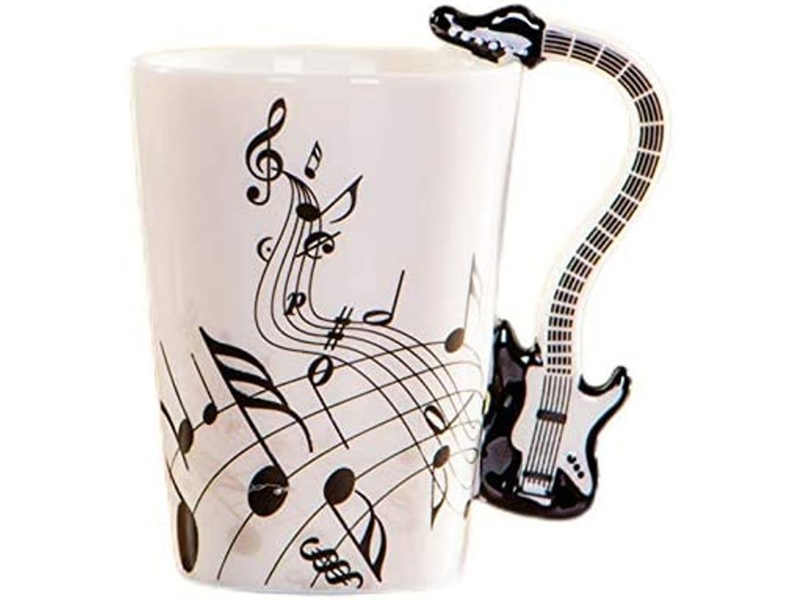 Taza De Cerámica Negra Con Diseño De Guitarra Eléctrica, 250 Ml, Para Café, Té, Leche, Regalo Musical.