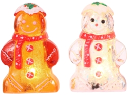 Juego de 2 figuras de galletas de jengibre con luces LED para decoración de mesa, ideales para regalar.