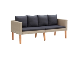 Sofá de jardín de 2 plazas con cojines, mimbre beige PE Dkd Home Decor