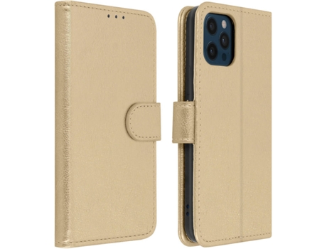 Funda iPhone 12 Pro Max AVIZAR Libro Billetera Dorado