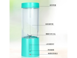 Licuadora inalámbrica con carga magnética y función para picar hielo Mdug (azul menta)