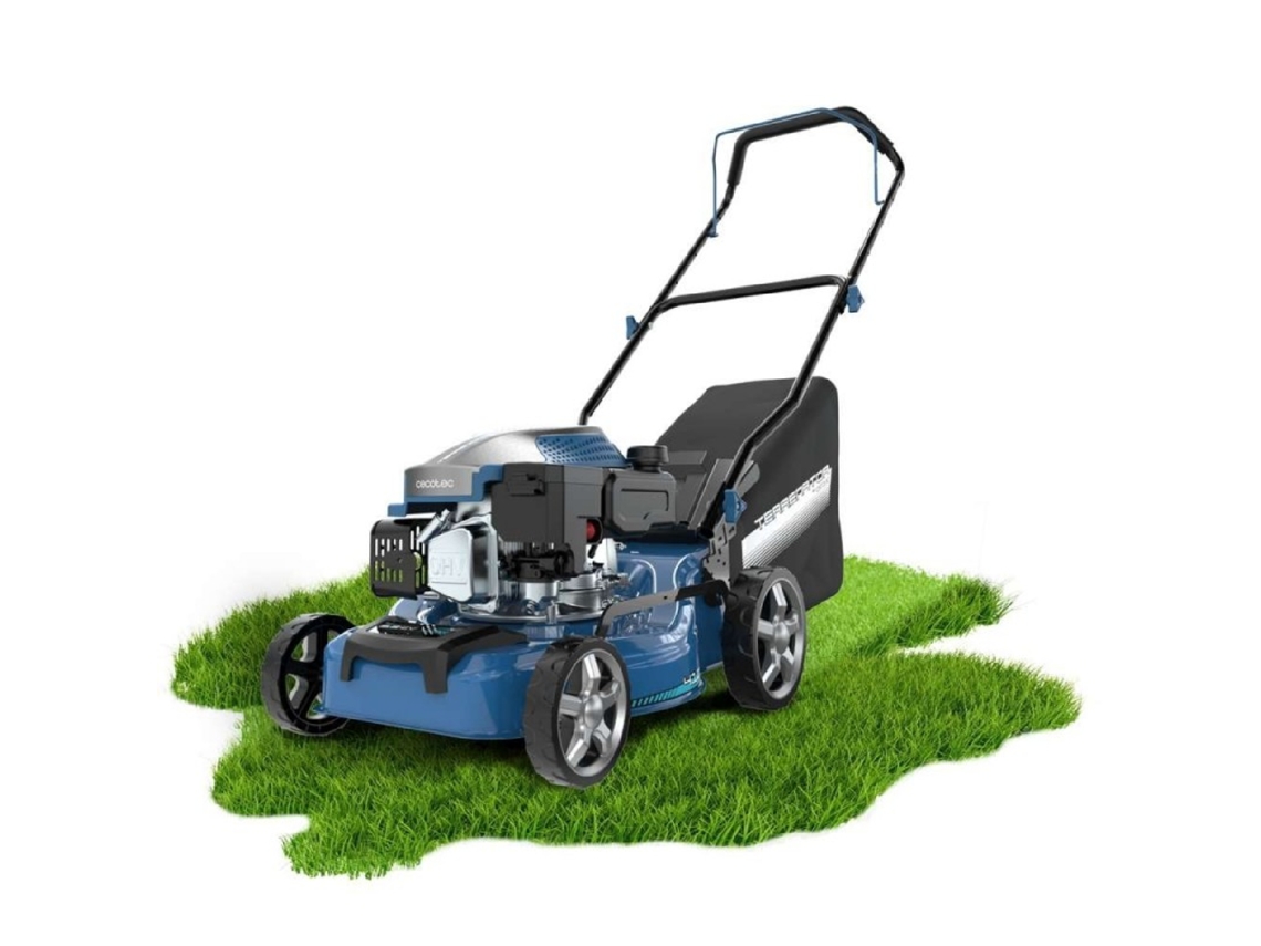 Cortacésped de gasolina Terrenator 2700.41 Total Z. Motor de 144 cc, 2,4 kW y 3,2 CV. Carrocería de acero de 41 cm. Cecotec.
