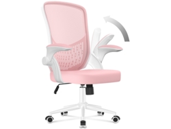 Silla de Oficina Ergonómica RACINGREAT con Brazos Abatibles 90 - Soporte Lumbar de Diseño Exclusivo - Tapicería de Malla Transpirable - Rosa