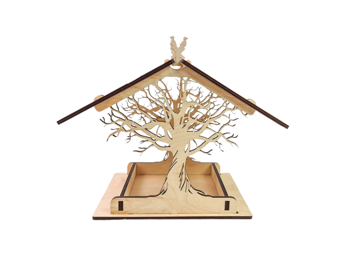 Comedero Colgante De Madera Para Pájaros, Bandeja Grande Para Semillas, Decoración De Jardín/patio.
