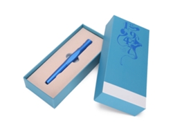 Pluma Estilográfica De Aleación De Aluminio Con Caja Regalo, Color Azul, Elegante Para Escritura Empresarial Y Regalos