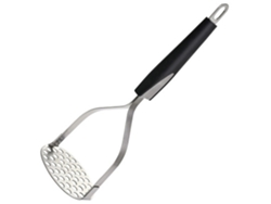 Machacador de papas de acero inoxidable con mango horizontal ancho y ergonómico. Placa de malla fina para un puré uniforme. Maquinaria