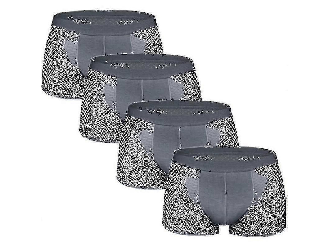 Calzoncillos Bóxer Para Hombre De 4 Piezas, Confeccionados En Fibra De Bambú Y Malla De Seda Helada, Ideales Para Fiestas, Bodas Y Aniversarios.