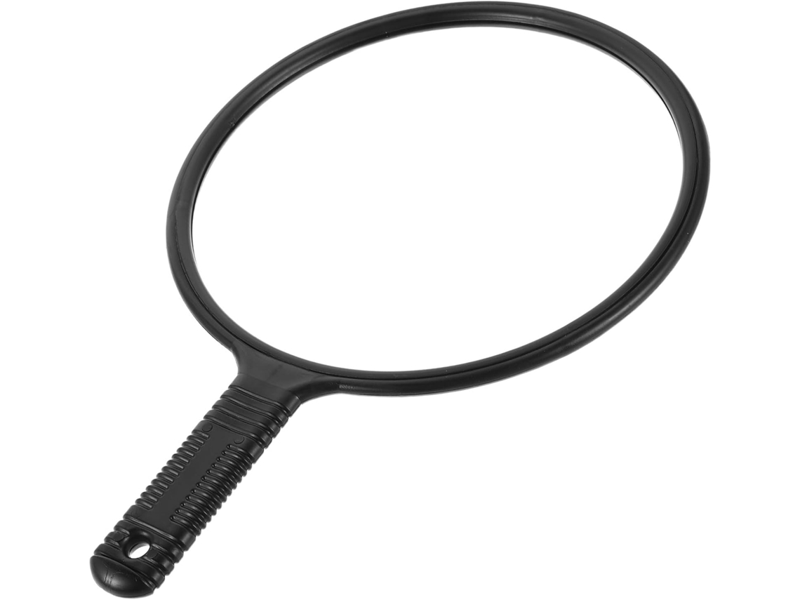 Miroir À Main Noir Para Salón Con Poignée Ronde, Surface Large En Verre Clair