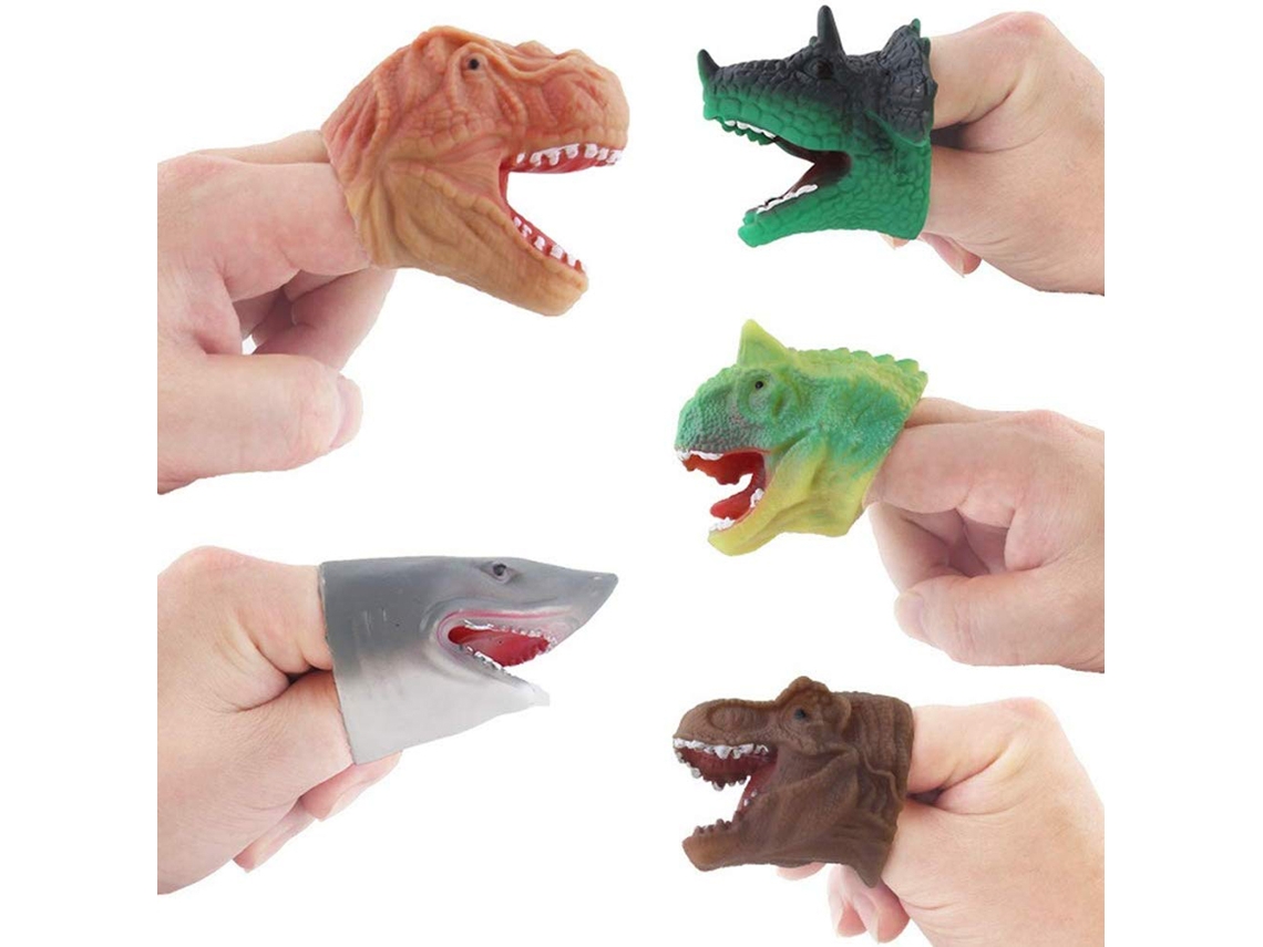 Mali 5pcs/set Bonecos de Dedo Tubarão Dinossauro Borracha Macia Brinquedo Educativo de Role Playing