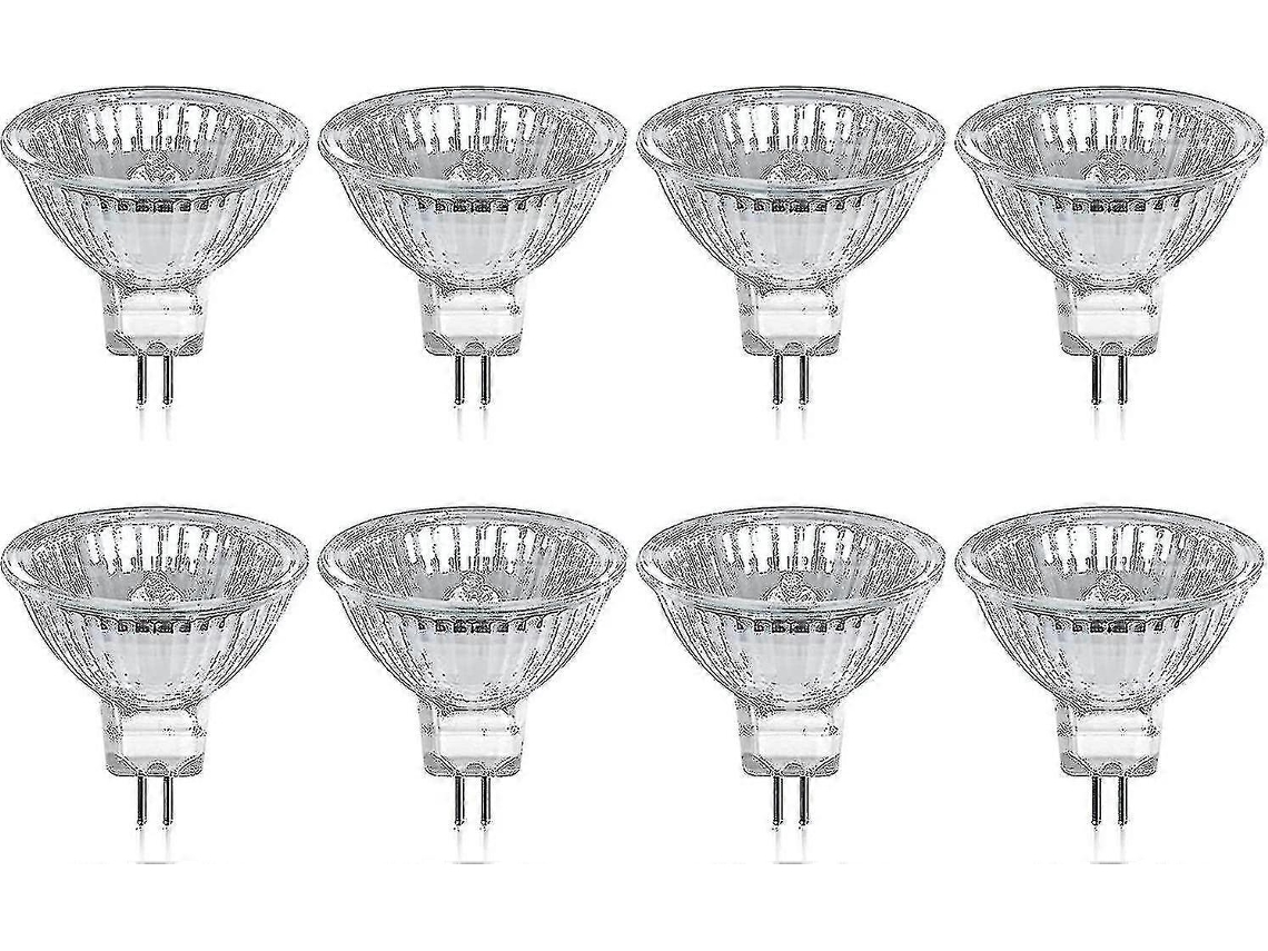 Rebe-paquete De 8 Bombillas Halógenas Gu5.3 Mr16 35w 12v Regulables Luz Blanca Cálida 2800k 400 Lúmenes Cubierta De Vidrio