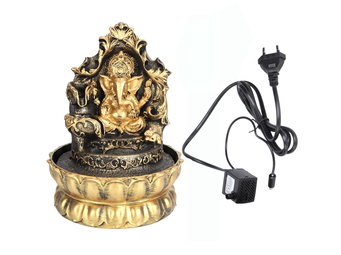 Fuente de resina decorativa de mesa con forma única y luz, enchufe UE 220 V