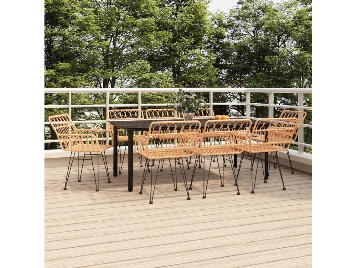 9 Piezas Conjunto De Jantar Para Jardim Vime Pe Dkd Home Decor
