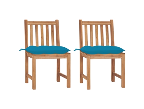 Conjunto 2 Silla de exterior VIDAXL Azul Teca (50x53x90 cm)