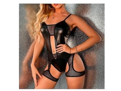 2026-body Suit Sexy De Cuero Pu Para Mujeres Con Ligas Teddy Lencería Catsuit Pijama Erotico Moda Cn