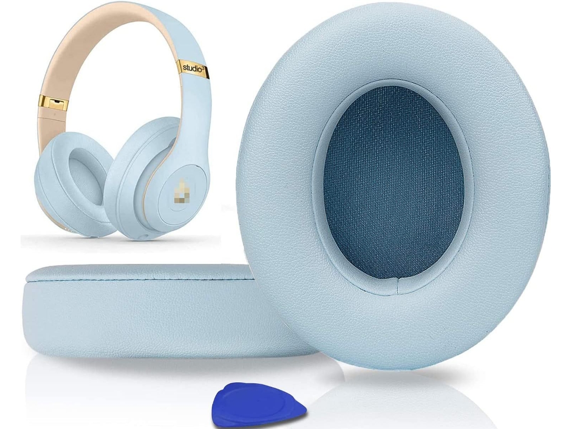 Almohadillas de cuero proteico para Beats Studio 3.0/Studio 2.0, 1 par, color azul claro, Gertiz