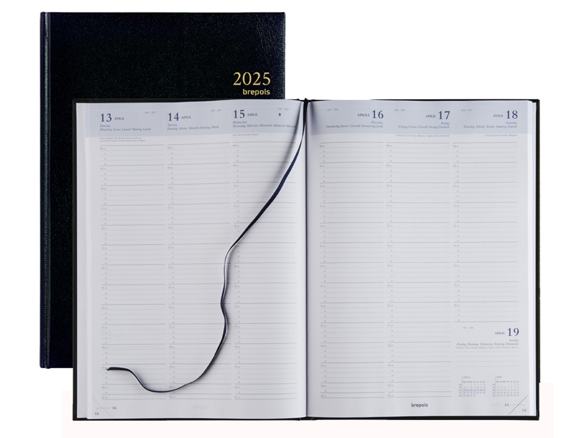 Calendario de Libro BREPOLS Omega 30 2025 210 X 290 Mm Negro