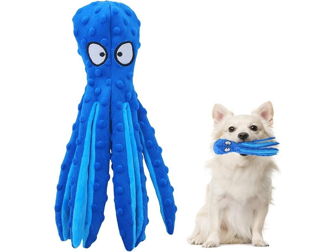 2026-2745-juguete Para Perros Pequeños Sin Relleno Pulpo De Peluche Duradero Con Papel Crujiente Juguete Interactivo Para Masticar Azul