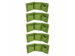 bolsas de plantación de pared con 3 bolsillos, degradables, color verde