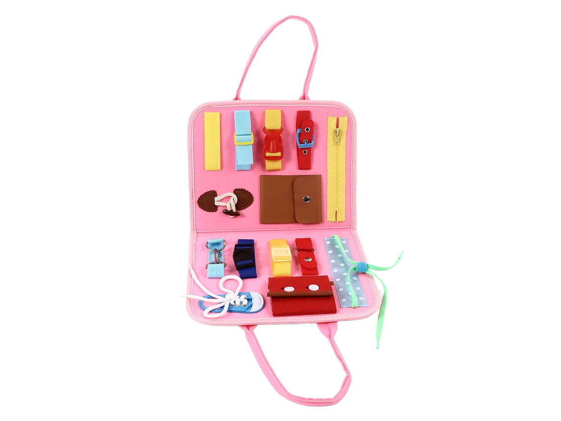 Tablero sensorial Montessori portátil 2026 con números y letras para el aprendizaje de la vestimenta básica y el desarrollo de habilidades cognitivas para niños y niñas.