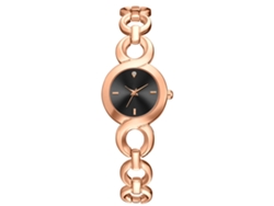 Reloj De Pulsera Moderno Para Mujer De Aleación Con Movimiento De Cuarzo Y Brazalete De Oro Rosa (esfera Negra).