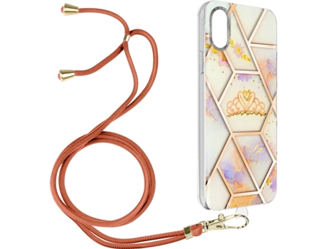 Funda Apple iPhone XS AVIZAR Geométrico con Correa (Rosa)