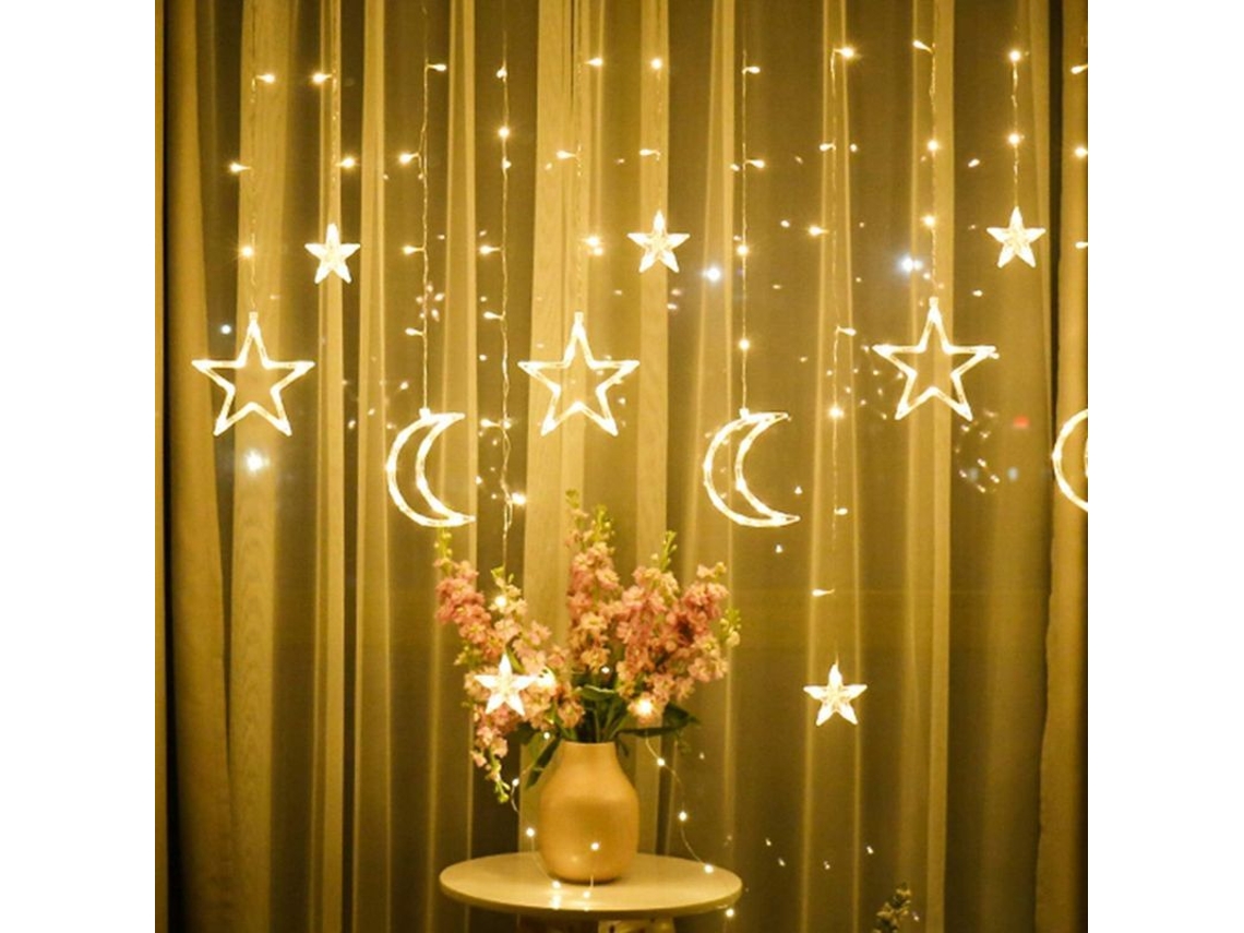 Guirnalda De Luces Led Con Forma De Estrella Y Luna, 3,5 M, Para Ramadán.