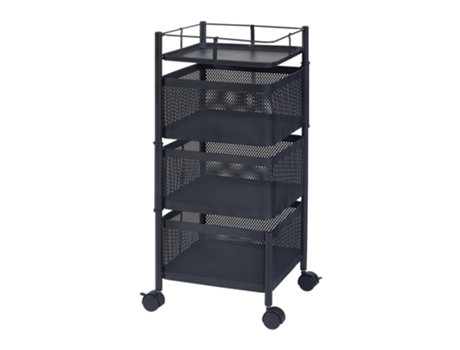 Carrito de cocina Sunndal con 3 cestas acero 65x27x27cm - Negro EN.CASA