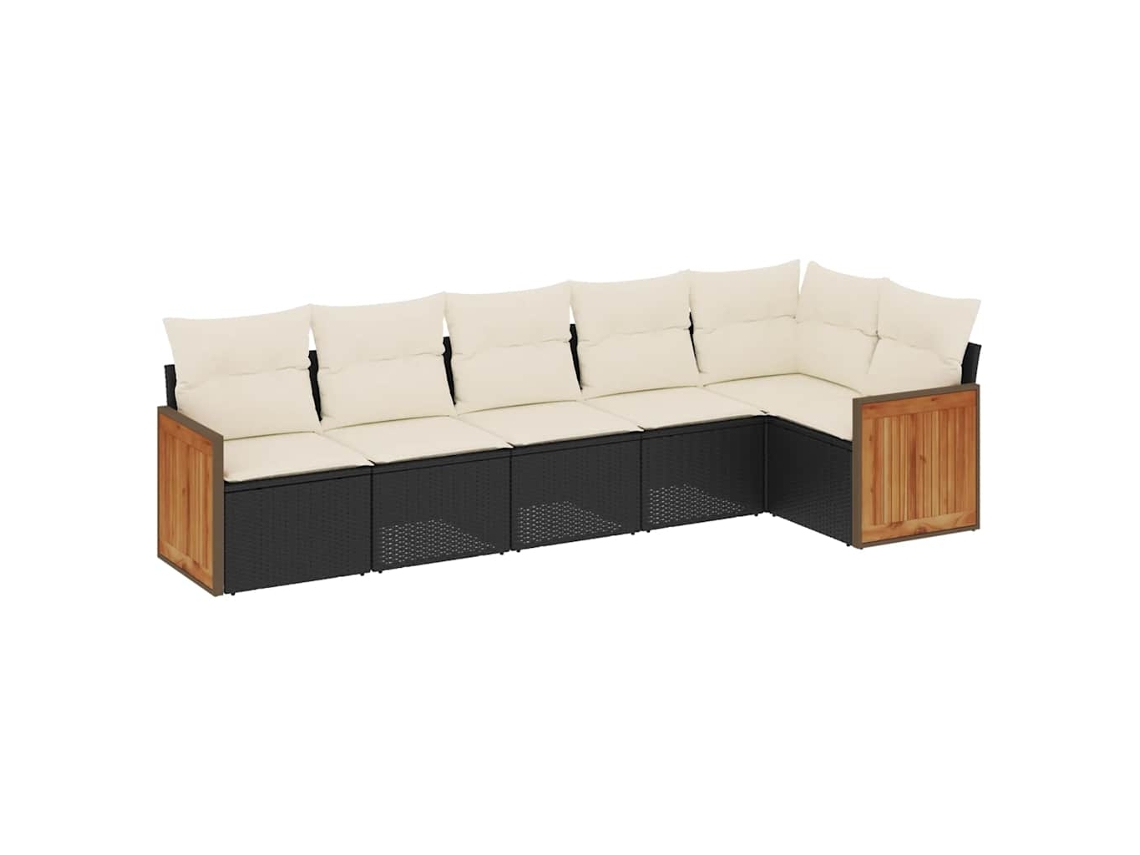 Maison Exclusive - Set De Sofás De Jardín 6 Piezas Y Cojines Ratán Sintético Negro