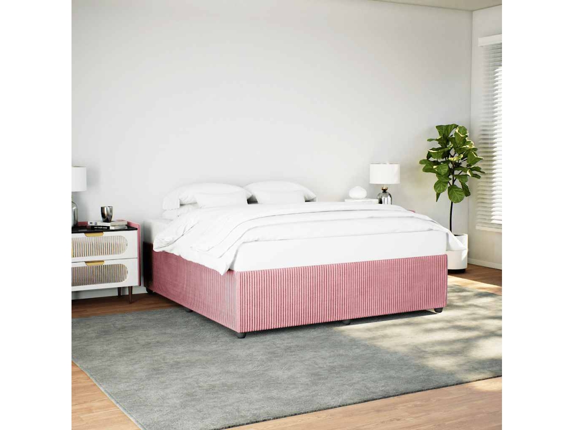Estructura Cama Sin Colchón Terciopelo Rosa 200x200 Cm