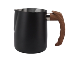 Jarra para espumar leche con escala interior en acero inoxidable 304, boquilla antigoteo, color negro mate, 600 ml