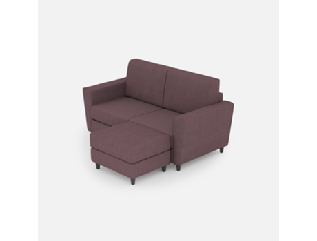 Sofá de 2 plazas (dos asientos de 60 cm) pouf dimensiones ancho 152 fondo 155 color ciruela ITYHOME