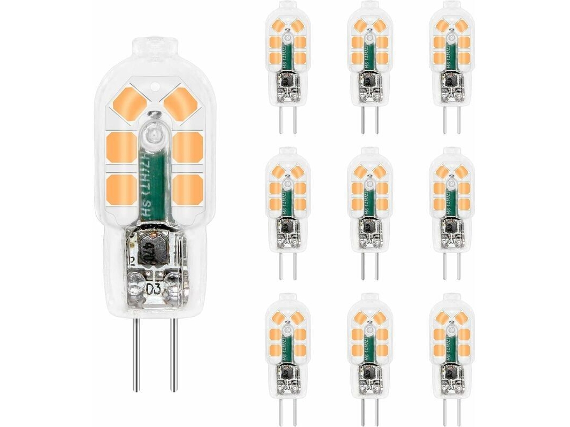 Bombilla Led G4 De 2w Y 12v, Luz Blanca Cálida, 200lm, Para Cocina/armario/camping/timbre, Paquete De 10 clase Energética A+