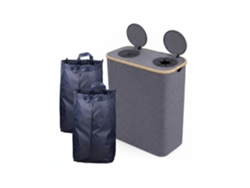 Contenedor Para Botellas Relaxdays, 170 L, Hasta 60 Botellas, 2 Bolsillos Interiores, Gris
