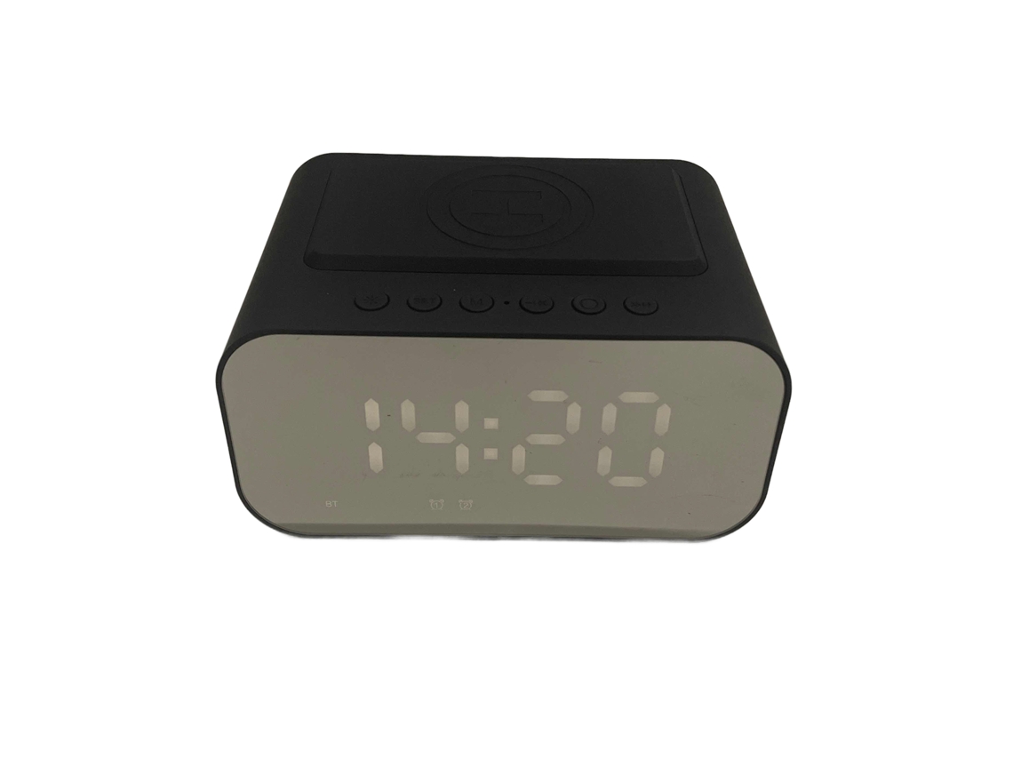 Reloj Altavoz Bluetooth De Carga Inalámbrica Con Pantalla Led, Alarma, Radio Fm Y Cargador Usb De Rápida Carga