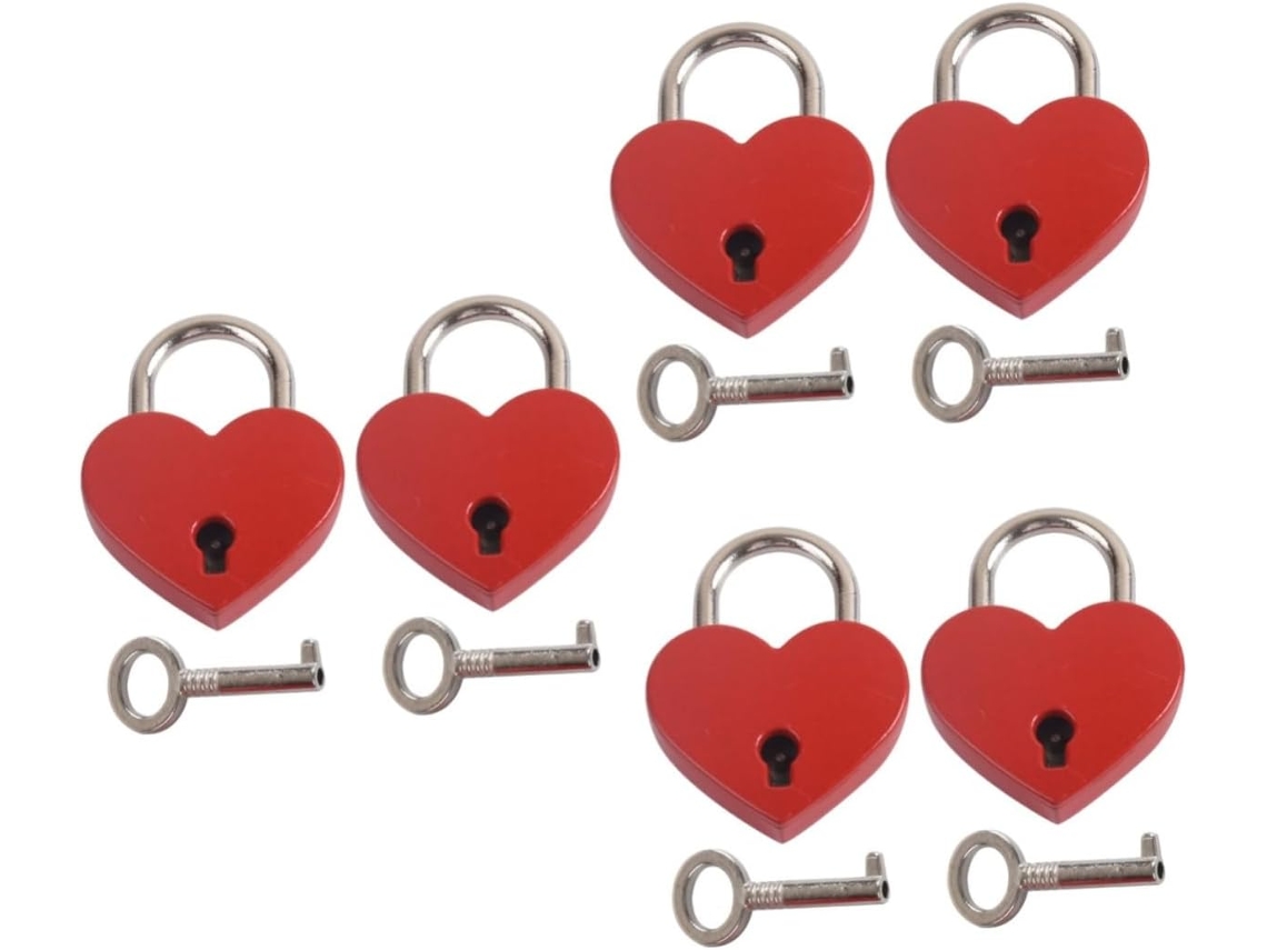 Conjunto De 6 Cadeados Em Formato De Coração, Pequenos Cadeados Com Chave Para Bagagem E Viagens.