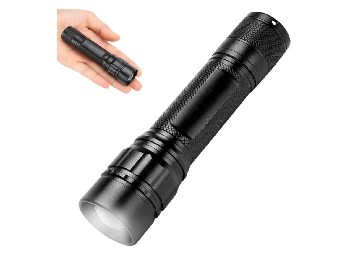 Linterna táctica con 3 modos de zoom, alta luminosidad, para exteriores y emergencias, color negro, Yizhood