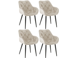 Juego de 4 sillas Tanna de terciopelo crema CLP