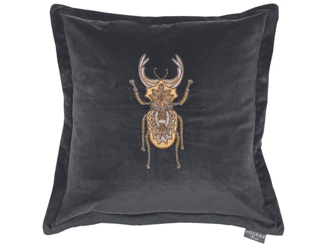 Cuscino In Terciopelo Ardesia Voyage Maison Ricamo Scarabeo Dorado