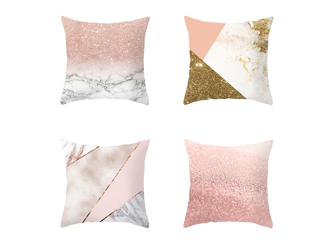 Serie Mármol Funda Decorativa de Almohada Rosa