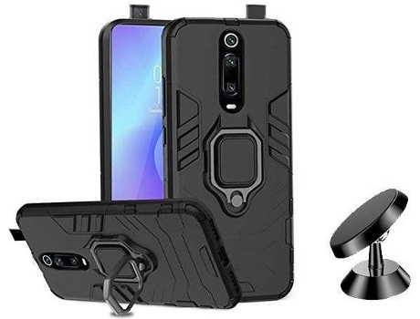 Kit Carcasa y Soporte Magnético Auto Xiaomi Mi 9T Pro Militar Negro