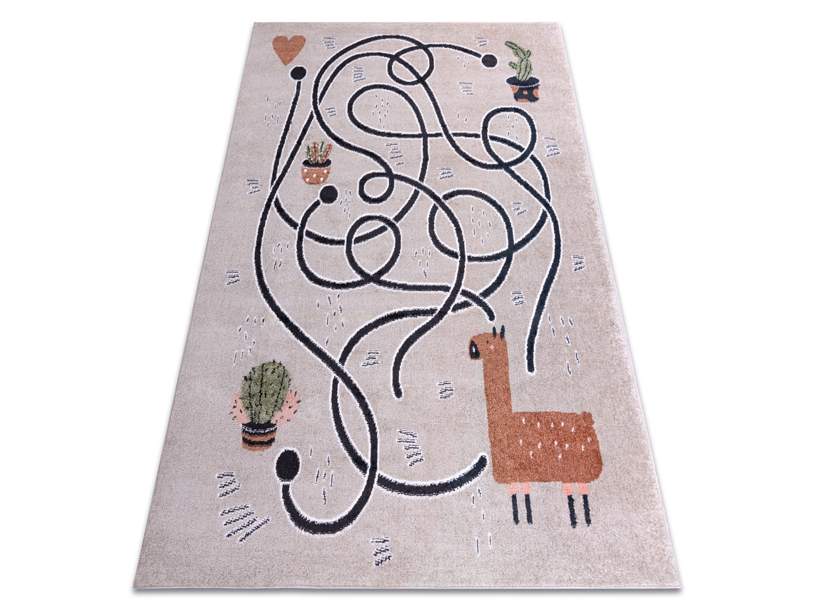 Alfombra Fun Game Para Niños, Juego, de Llama Beige (280 x 370 cm)