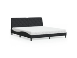 Cama Con Colchón Terciopelo Negro 180x200 Cm