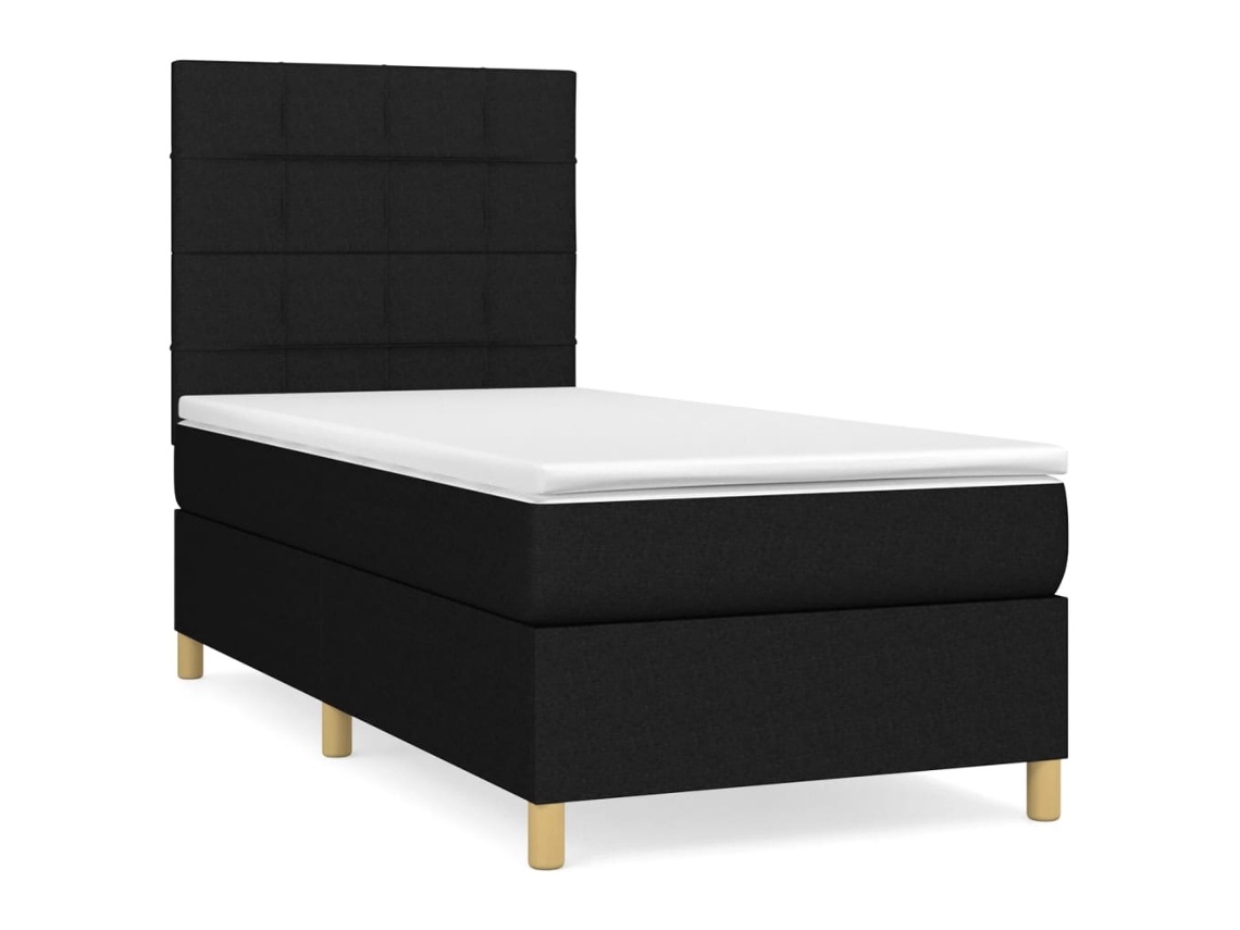 Maison Exclusive - Cama Box Spring Con Colchón Tela Negro 90x200 Cm