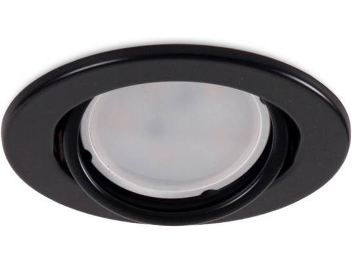 Aro Foco Downlight Circular Basculante  "Vepa" Acero 90mm - Negro GREENICE