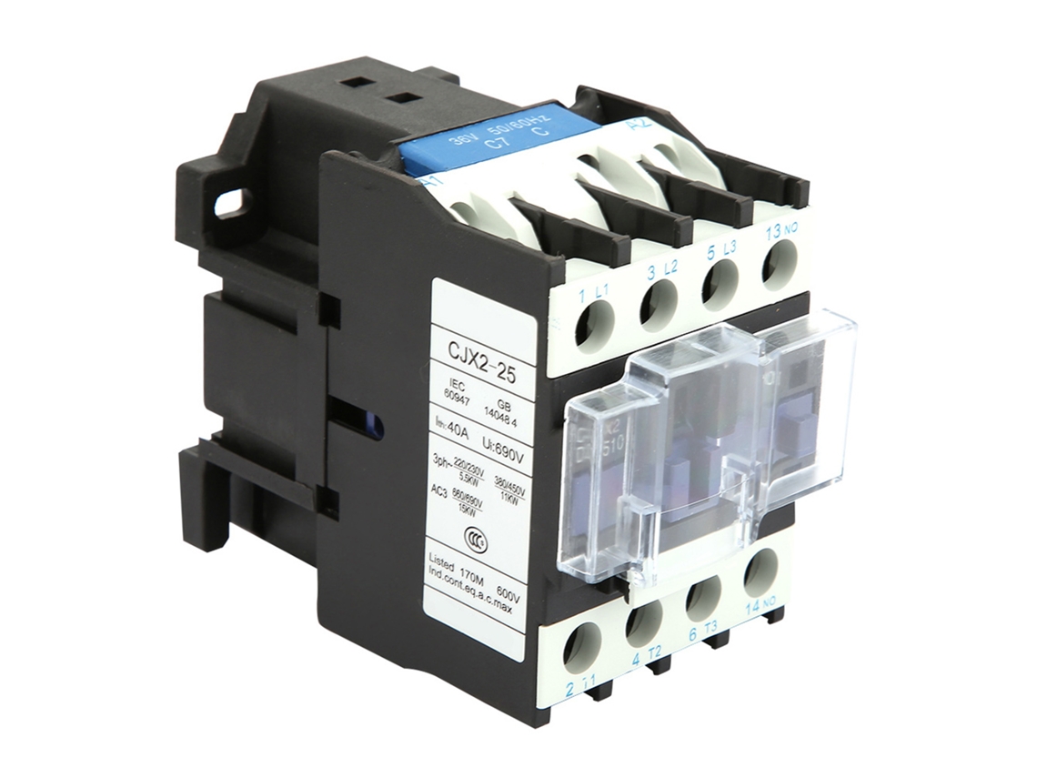 Contactor Eléctrico Industrial Montado Sobre Riel Cjx2-25 (36 Vca) Para Aplicaciones De Potencia